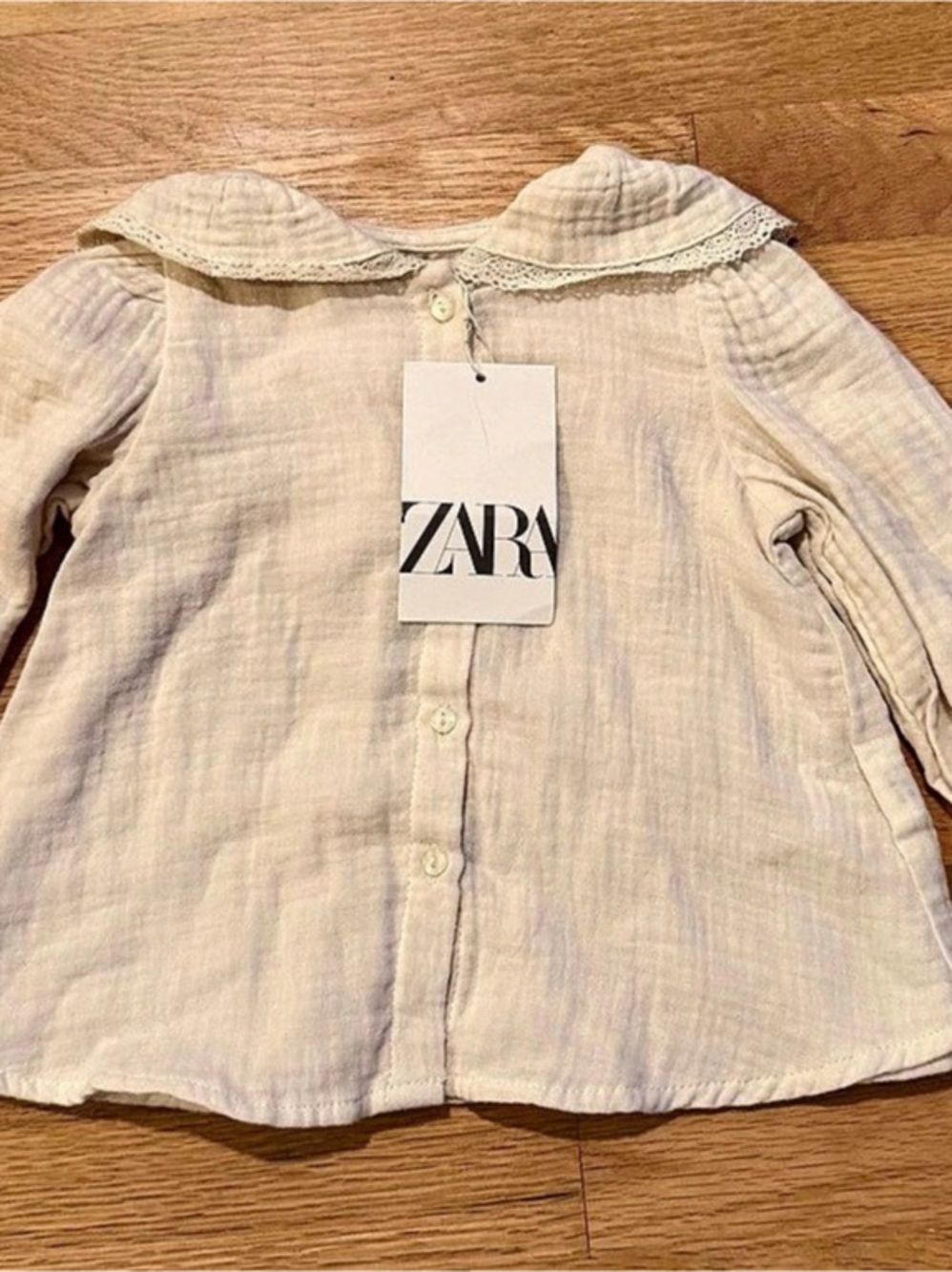 Zara Girls 12-18M Collared Blouse in Cream NWT